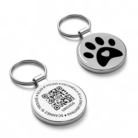 QR ID Pet Tag for Cat, Metal Cat Tag with QR Code, Real-time Scan Alerts, Record Pet Profile, No Sub