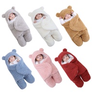 Romper Newborn Baby Hooded Wrap Sleeping Bag Fleece Teddy Bear Soft Swaddle Blacket Kain Bedung YW