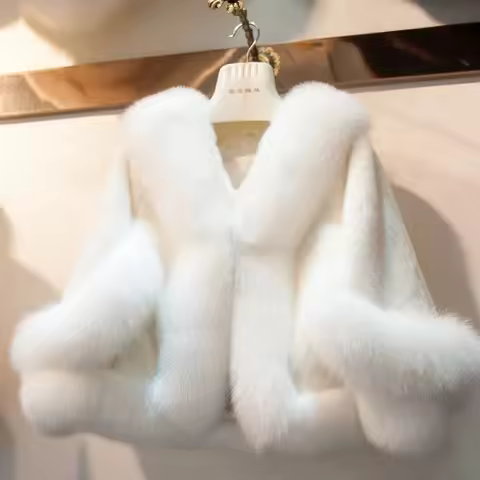 Sleeves Imitation Mink Fur Winter Bride Fox Fur Shawl Wedding Dress Cloak Formal Dress Cheongsam Fur