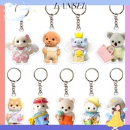 LA Sylvanian Families Doll Keychain, Acrylic Forest Family Poodle Doll Keyrings, Cartoon Animal Toys