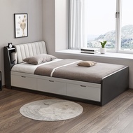 FUCHEN HDB Storage Solid Wooden Bed Frame Storage Bed Single Bed Multi-functional storage bed Tatami