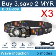 B.G.B Headlamp Waterproof Headlight Led Light Rechargeable