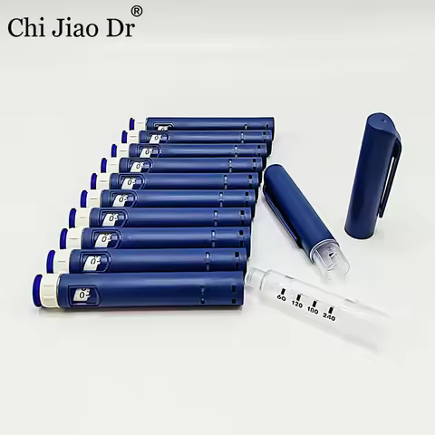 ChiJiaoDr Disposable Sterile Injection Pen Adjustable Written Test Syringe with 10 Splicing Rotating