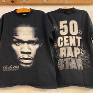 Artist T-Shirt 50 CENT RAP STAR Bootleg Label Black Bleached Fabric Screen-Printed