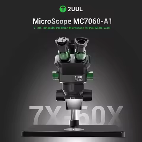 2UUL MC7060-A1 Trinocular Microscope with Large Base for Mobile Phone Motherboard PCB Welding Repair