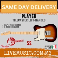 Fender Player Telecaster Left-Handed Electric Guitar, Maple Fretboard - 3-Tone Sunburst