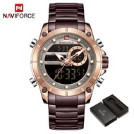 NAVIFORCE Men Watch Stainless Steel Casual Sports Digital Waterproof Watches Original LCD Display Al