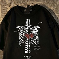 Unisex Men's T-Shirt Big SizeWanita HALSEY Butterfly Motif Regular Shirt Harajuku Korean Oversize Ju