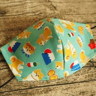 英國製作 環保可洗 粉綠柴犬棉麻口罩 可放入濾芯或即棄口罩