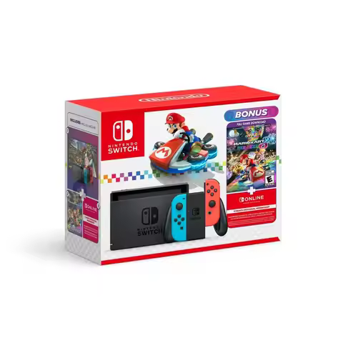 Nintendo Switch Console Bundle with Mario Kart 8 Deluxe Game, Joy-Con Controllers and Portable Hybri