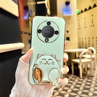 Phone Case for Honor X9d Honor 400 Smart Honor X7d 5G 4G Straight Edge Soft Casing Lucky Cat Holder 