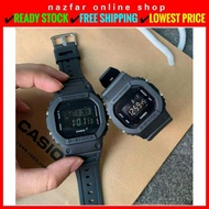 【HOT COUPLE】 GSHOCK FULL BLACK DW5600 PETAK SET JAM G SHOCK HITAM DIGITAL WATCH MURAH