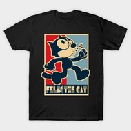 Retro Cartoon Style, < FELIX THE CAT}, Pure Cotton Breathable, FELIX THE CAT Pattern T-Shirt