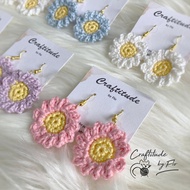 Crochet Earrings, Daisy Flower Shape Handmade Knitted Earrings Daisy Flower Shape Hanging Earrings
