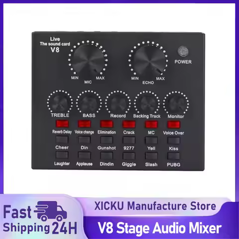 V8 V8S Audio Mixer USB External Headset Microphone Webcast Personal Live Broadcast Sound Card For Ph