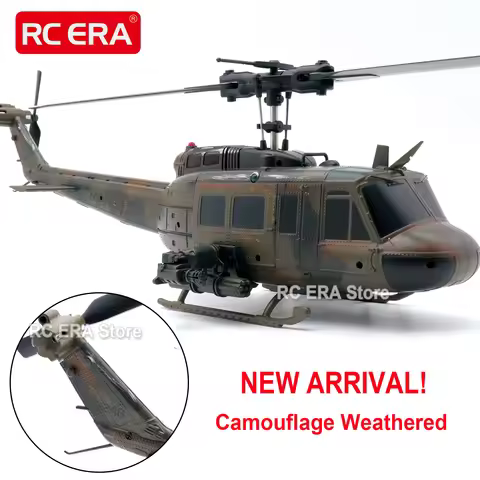 RC ERA Camouflage Weathered C032 UH1 Huey RC Helicopter 2.4G Gyro Optical Flow TOF Stabilized Remote