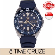 [TIME Cruze] Seiko 5 Sports SRP605K2  Automatic 24 Jewels Blue Rubber Strap Blue Dial Men Watch SRP605 SRP605K