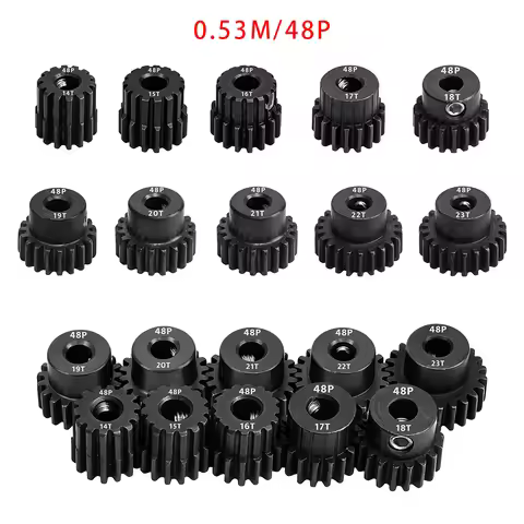 1PC 3.175mm Bore 48P M0.53 Metal Pinion Gear 14T-23T Hardened Steel Motor Gear For 1/10 RC Crawler R
