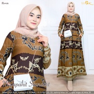 Gamis Wanita Dewasa Bermotif Dress Majapahit Bahan Calvin Jeans Busana Daily Muslimah Terbaru