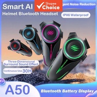 A50 Helmet Bluetooth Intercom Headset Voice Control RGB Ambient Light
