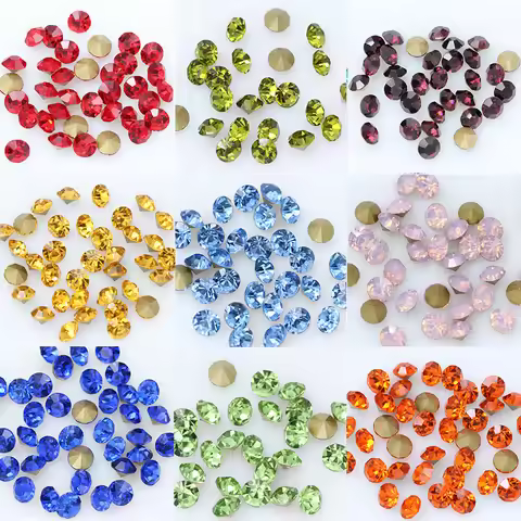 All Colors 36/144Pcs SS19-SS38mm Rivoli Czech crystal pointed back Round beads Rhinestone Glitter Fo