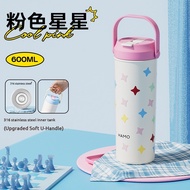Bình nước xinh Pipjoyly giữ nhiệt có ống hút 600MLcốc uống nước inox 316bình giữ nhiệt nóng lạnhbình