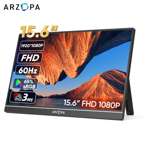 ARZOPA 15.6 inch Portable Monitor FHD 1080P IPS USB-C Mini-HDMI External Second Screen for Mac Lapto
