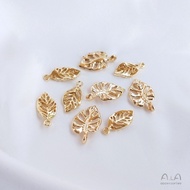 14K Gold-clad Color Retention Accessories Hollow Three-dimensional Leaf Pendant diy Handmade Bracele