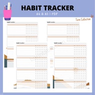 [PDF] Templat Perancang Penjejak Tabiat Bercetak| Habit Tracker Planner Printables