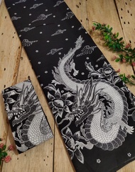 Kain Batik Printing Halus Motif Naga Hitam Putih Kain Meteran Bahan Baju Seragam Bridesmaid Batik Pe