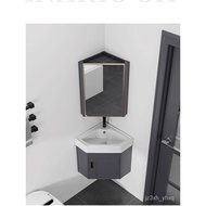 A947Bathroom Alumimum Wash Basin Triangle Sink Combination Corner Bathroom Cabinet Small Apartment Wall-Mounted Wash