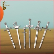 [kokiya] 6x Knight Sword Charms Retro Long Swords DIY Cosplay Scense Props Jewelry Charms