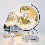 Golden Earth Transparent Metal Night Light Globe Desktop Ornament Furniture Decoration Office