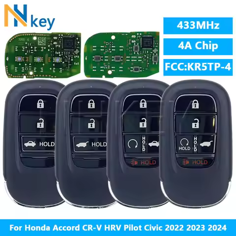 NHKEY For Honda Accord CR-V HRV Pilot Civic 2022-2024 433MHz 4A Chip KR5TP-4 Smart Key Keyless Go 72