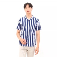 MUST Kemeja Stripe Pria Dewasa Lengan Pendek Hem Salur Distro Kasual Terlaris Kekinian