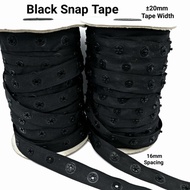 ±20mm Black Snap Tape Plastic Snap Fastener Tape Snap Button Tape