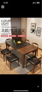 岩石伸縮餐桌 (白色岩石）