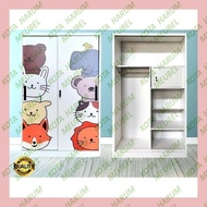 lemari baju besi pintu sliding geser anak gambar kucing bukan informa