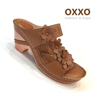 OXXO รองเท้าเพื่อสุขภาพ รองเท้าแตะส้นสูงแบบสวม งานเย็บมือทนทาน สวมใส่สบาย น้ำหนักเบามาก 1A6175
