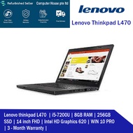 [Refurbished] Lenovo L470 Thinkpad | Intel Core i5 7th Gen | 8GB Ram | 256GB SSD | 14" Screen FHD | Intel HD Graphics 62