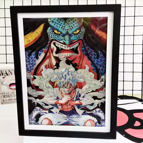 Anime One Piece Luffy Gear 5 Gear 4 Gear 2 3D Lenticular Poster Flip Gradient Print Gifts Room Decor
