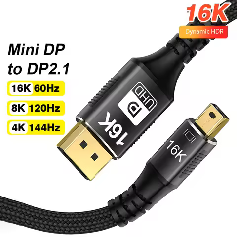 16K Mini DisplayPort to DisplayPort 2.1 Cable DP1.4 Bidirectional Conversion Cable 80Gbps 8K@120Hz f