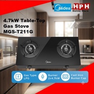 Midea Gas Stove MGS-T211G MGS-T211S (4.7kW) / MGS-T211S (3.3kW) Tempered Glass Stove Stainless Steel
