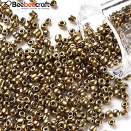 1pound 8/0 Glass Seed Beads Metallic Colours Camel 3mm Hole: 1mm 10000pcs/pound