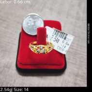 Murni Mewah Emas916, Cincin Rh Daun Q3 Crki Upr 7248 0.7 cm Pd 14