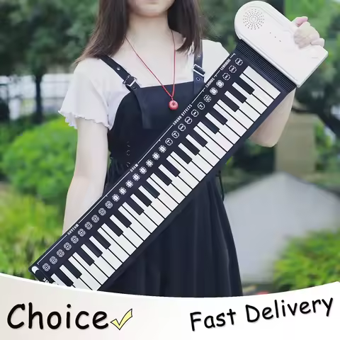 IRIN 49-Key Hand Roll Up Piano Silicone Portable Keyboard Musical Instrument for Education Foldable 