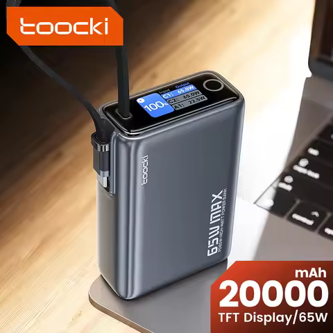 Toocki Portable Powerbank 65W 20000mAh PD3.0 Digital Visualized Fast Charge Power Bank for Laptop iP