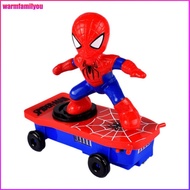 [1-3 วันมาถึง]Scooter Spiderman Toy 360 Degree Rotating Dancing Hero Toy Educational Toys Scooter Toy with Music Light for Boys Girls for Kids Child[warmfamilyou1]