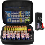 Hard Battery Organizer Storage Box Carrying Case Bag - Holds 80 Batteries AA AAA C D - - with Batter