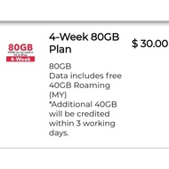 Singtel Prepaid $30 / 80 GB (4 Week Data) Top Up / Renew / Recharge